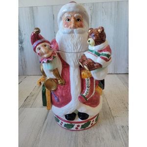 Lotus vintage Santa cookie jar Christmas jester teddy bear ceramic canister Xmas